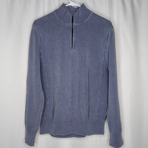 Cerruti Mock Quarter Zip Sweater Mens XL Blue Heavy Knit Cotton Preppy Classic